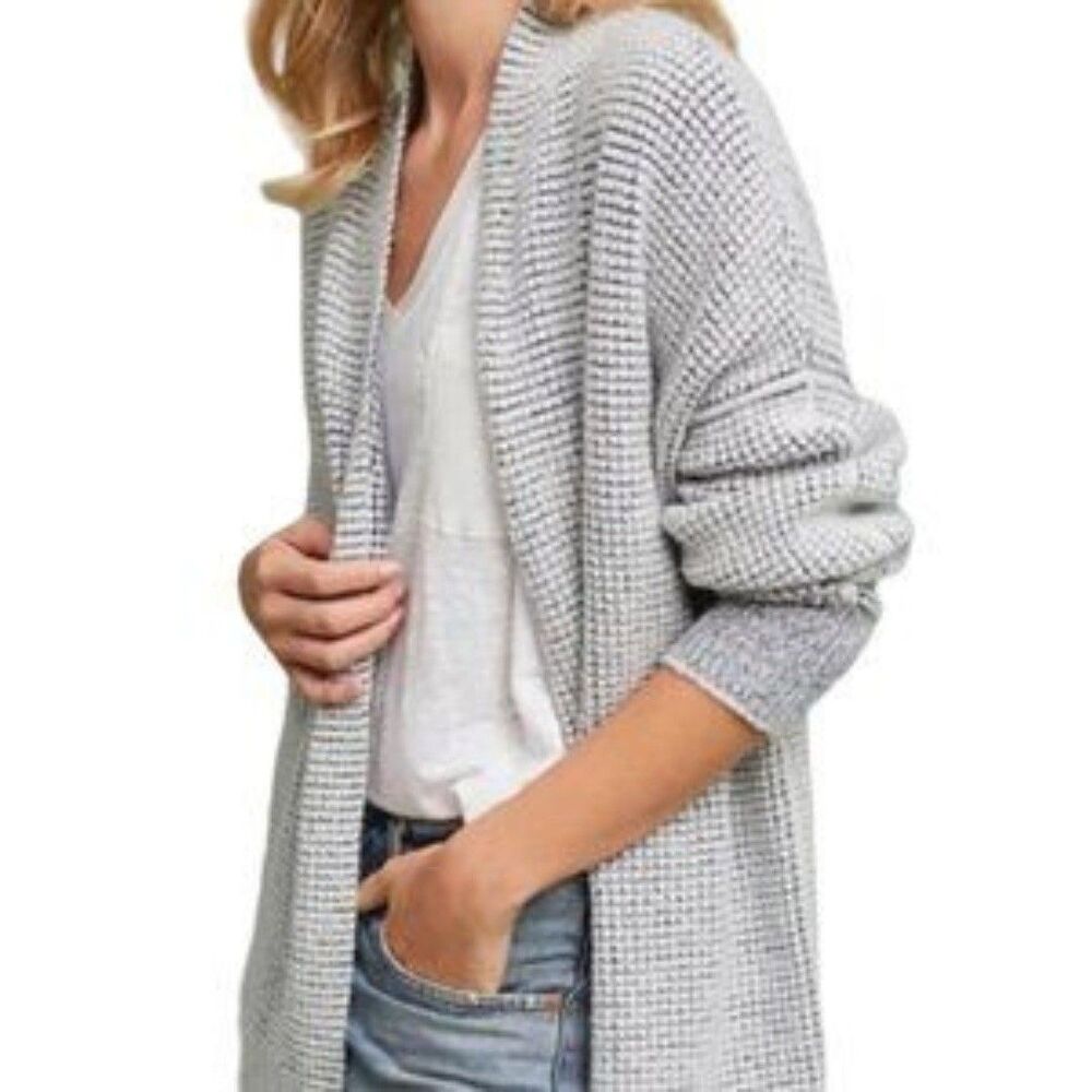 Anthropologie Sleeping On Snow Wool Blend Gray Open Cardigan Size M/L